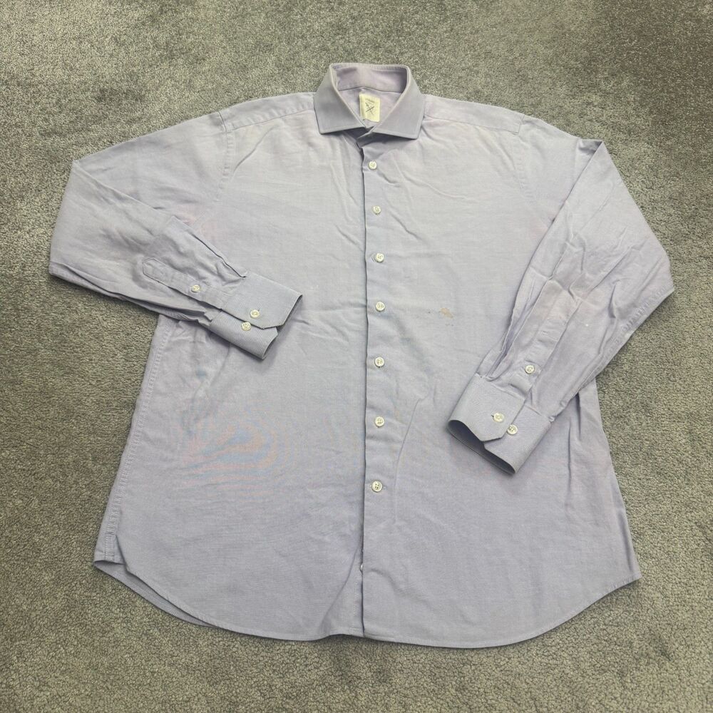 Strong Oxford Dress Shirt Men Large 16.5 Purple Long Sleeve Cotton Classic Work